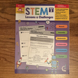 NEW Stem Lessons and Challenges Grade 3 Evan-Moor Paperback Workbook Home School